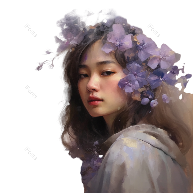 女人图片,花卉元素,植物PNG,免抠素材